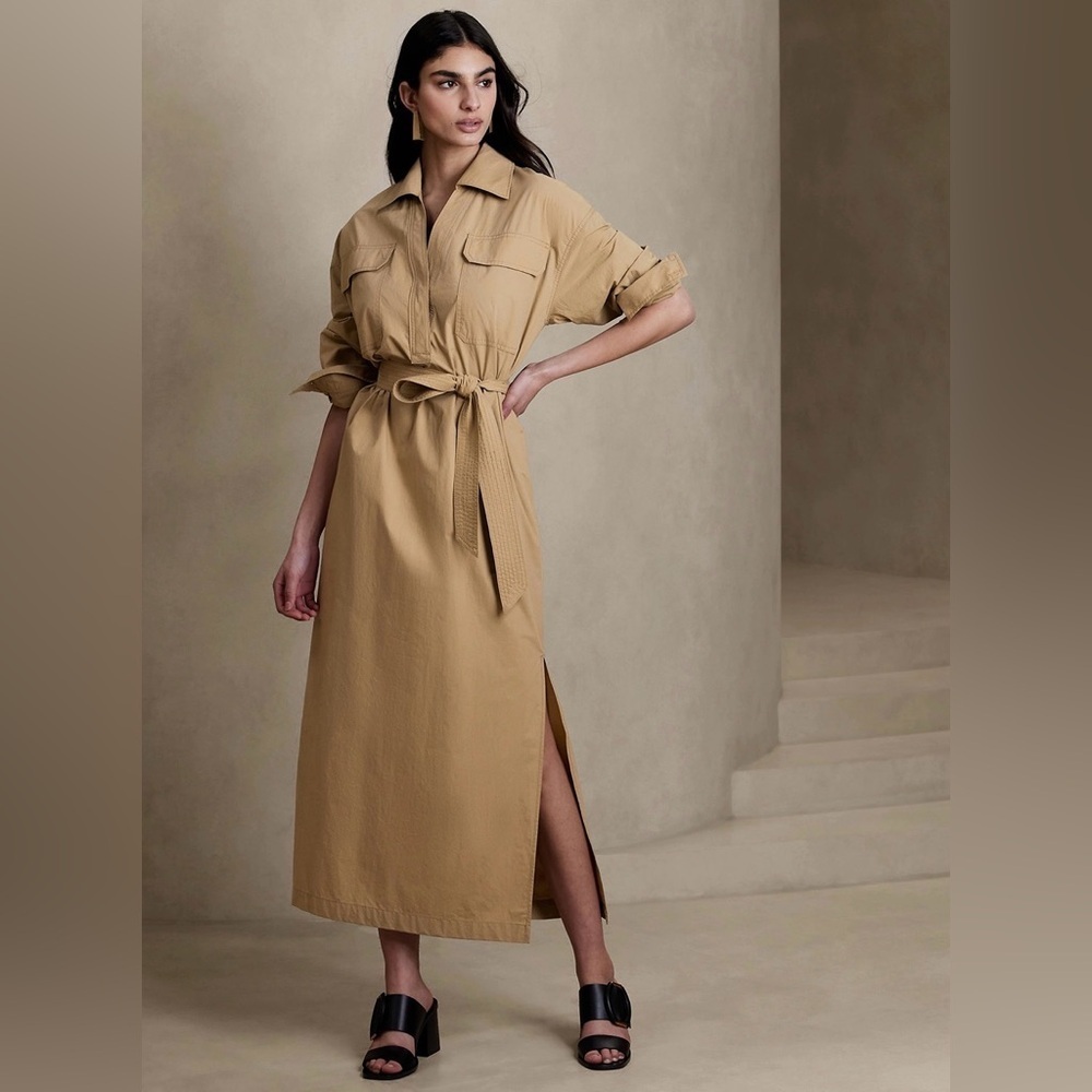 NWT! Banana Republic Tan Ani Popover Shirt Dress - Multiple 🍋